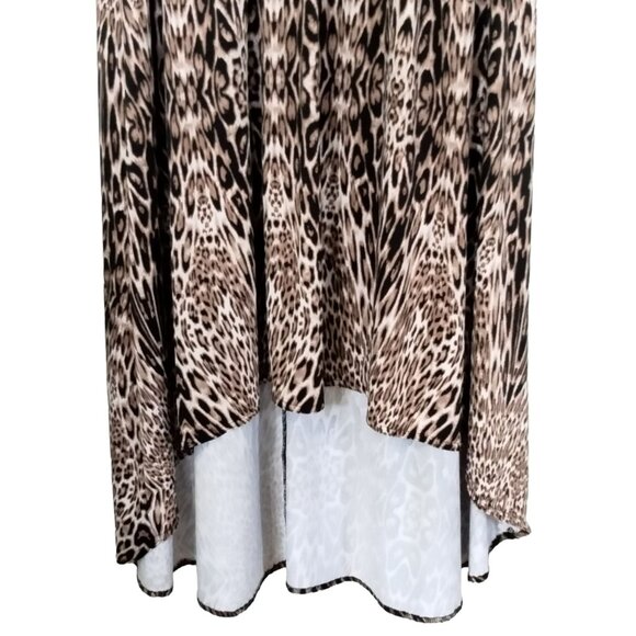 Ashley Stewart Leopard Print High-Low Sleeveless Dress With Sheer Yoke Size 26 - Picture 4 of 9